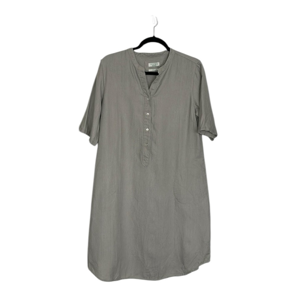 VICCI Germany I Love Linen Gray 100% Linen Tunic Shirt Dress Women’s  Size L